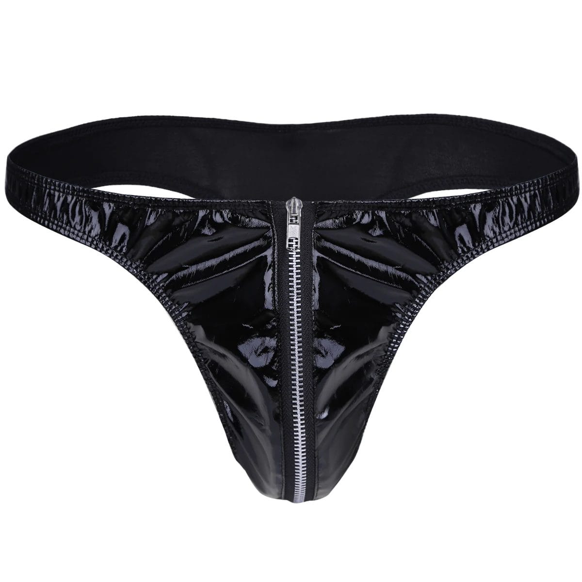 #M-2XL Men Lingerie Wet Look Patent Leather Briefs Latex Bikini Gay Underwear Underpants Sissy Panties Zipper G-string Thong 1